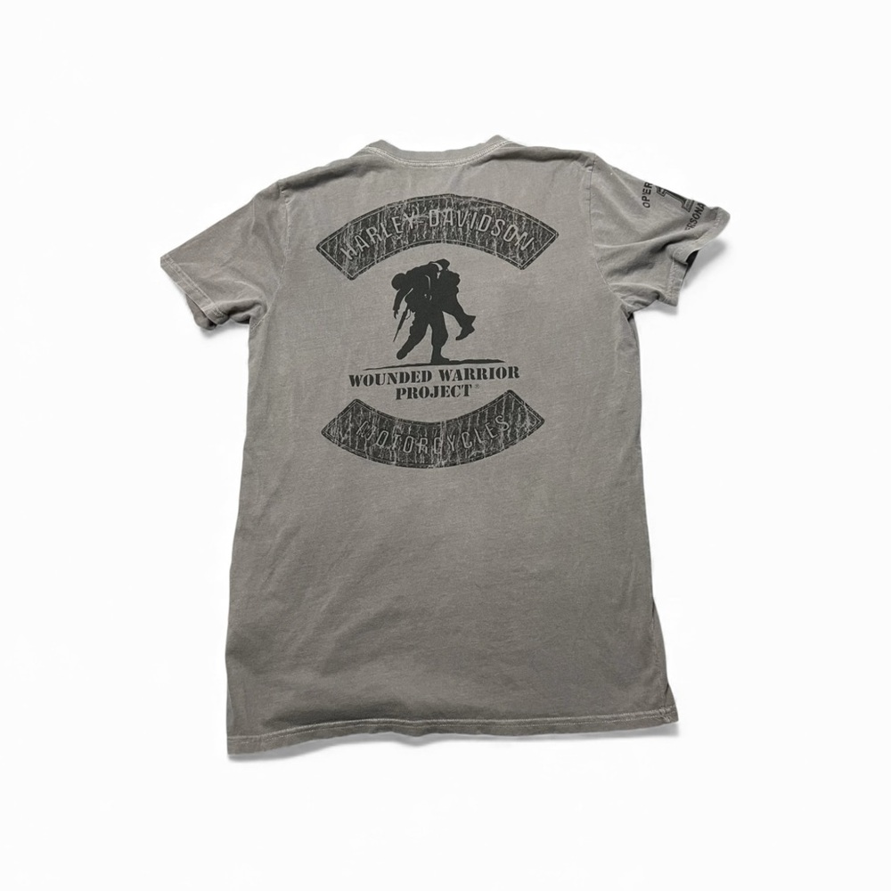Harley-Davidson Distressed Wounded Warrior Project Gray Shield Women's Tee SizeM
